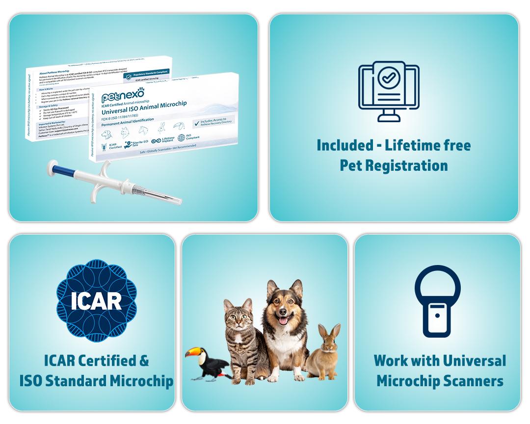 Petnexo ISO certified pet microchip with sterile applicator